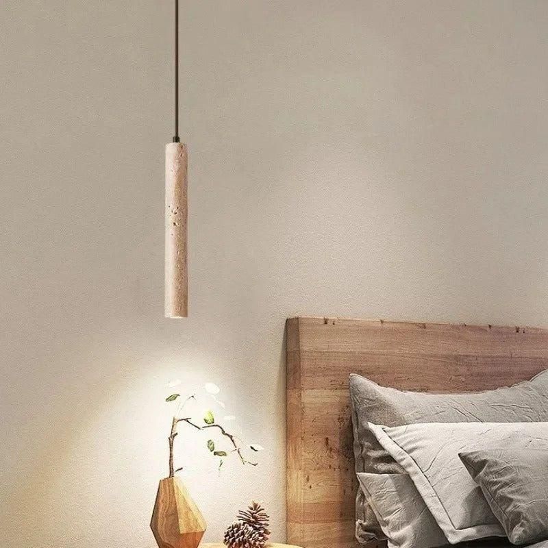 Radiance - Minimalistische Langlinien Travertin Wabi-Sabi Stil LED Kronleuchter Lichter - 1 Kopf / 3000K Warmes Licht