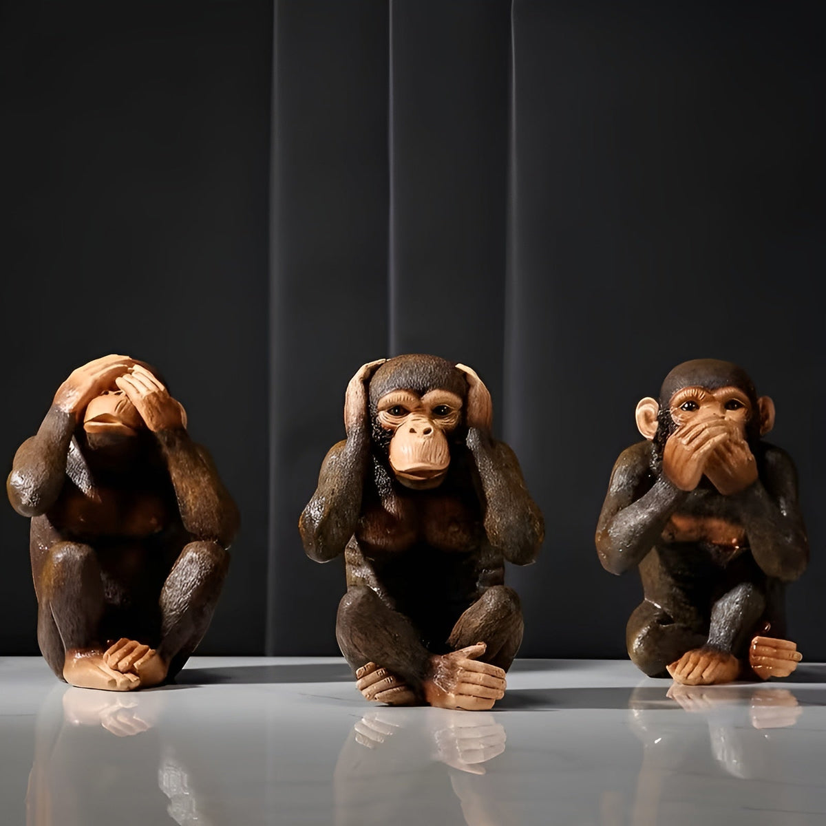 Realistische Gorilla-Figuren im Set – Detailreich und Dekorativ | Perfekt für Büro Wohnzimmer und Regal - Skulptur