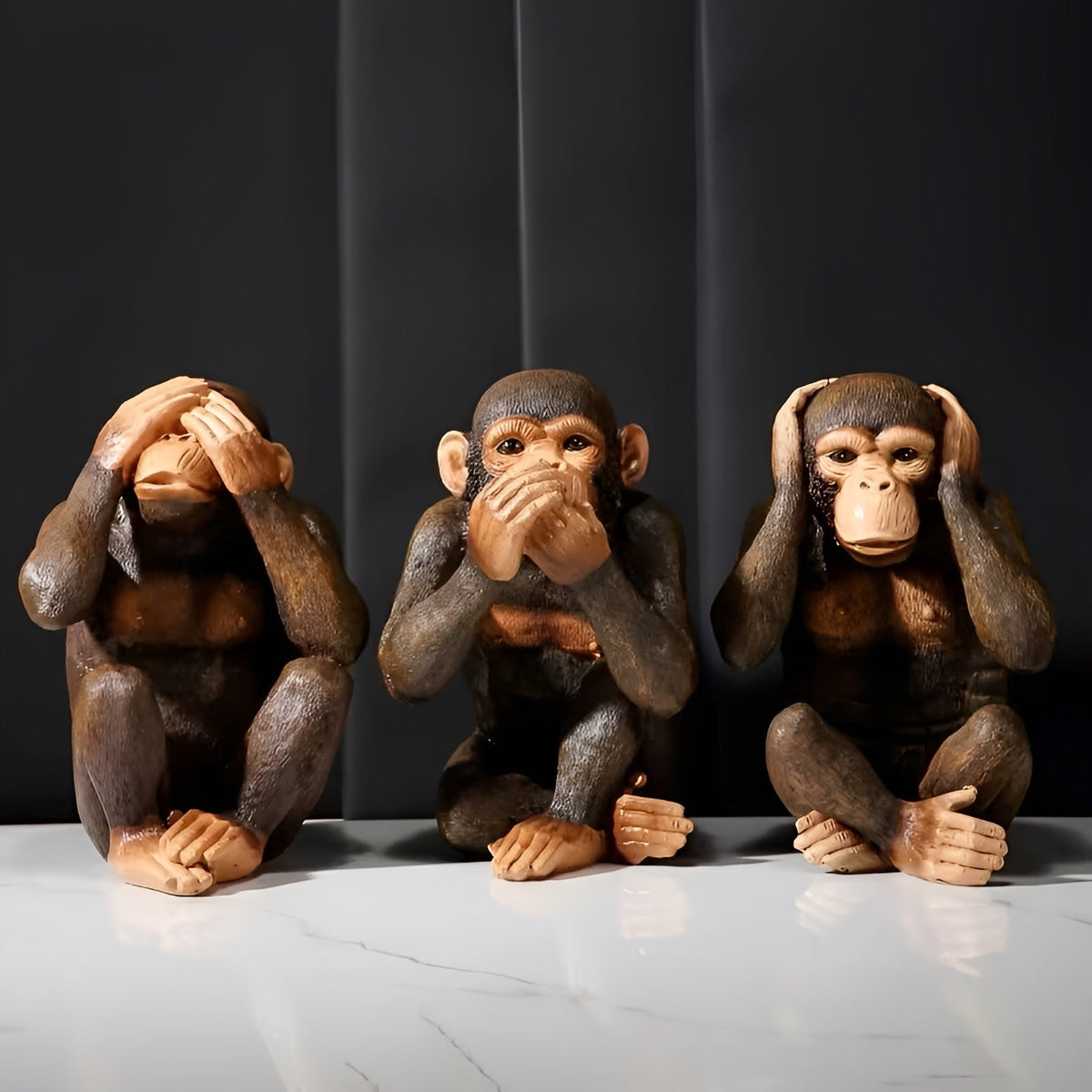 Realistische Gorilla-Figuren im Set – Detailreich und Dekorativ | Perfekt für Büro Wohnzimmer und Regal - Skulptur