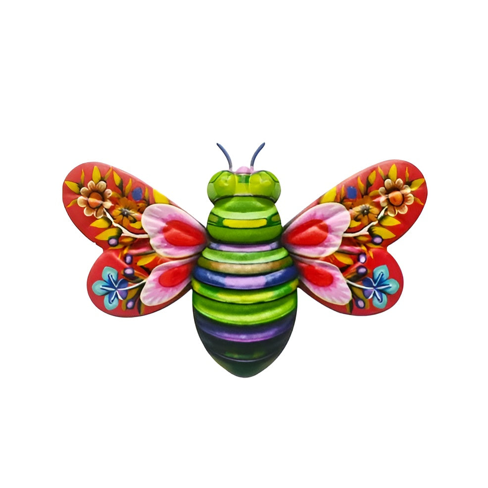 Realistische Metall-Bienen-Wanddekoration – Handgefertigte Details | Einzigartiger Gartenakzent - 1 Stück / Gartengrün