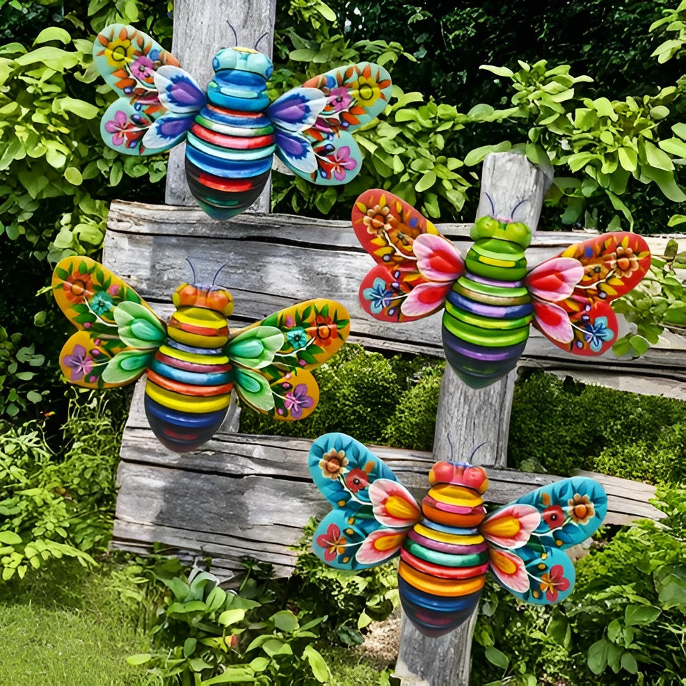 Realistische Metall-Bienen-Wanddekoration – Handgefertigte Details | Einzigartiger Gartenakzent - Dekorative Figur