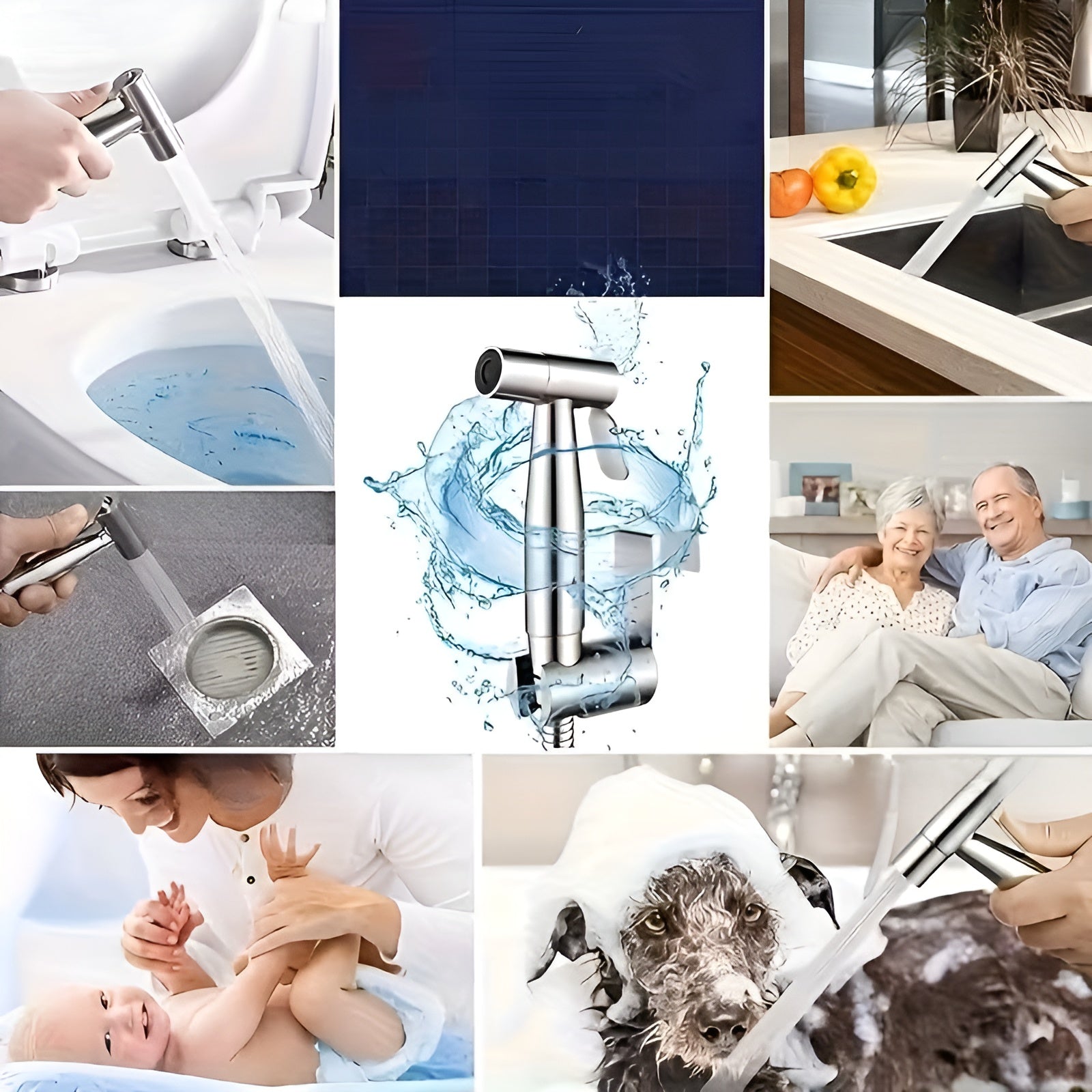 Reinigungssprüher für Bad und WC – Hochdruck Handbrause | Edelstahl mit Schlauch und Wandhalterung - Bidet-Duschen