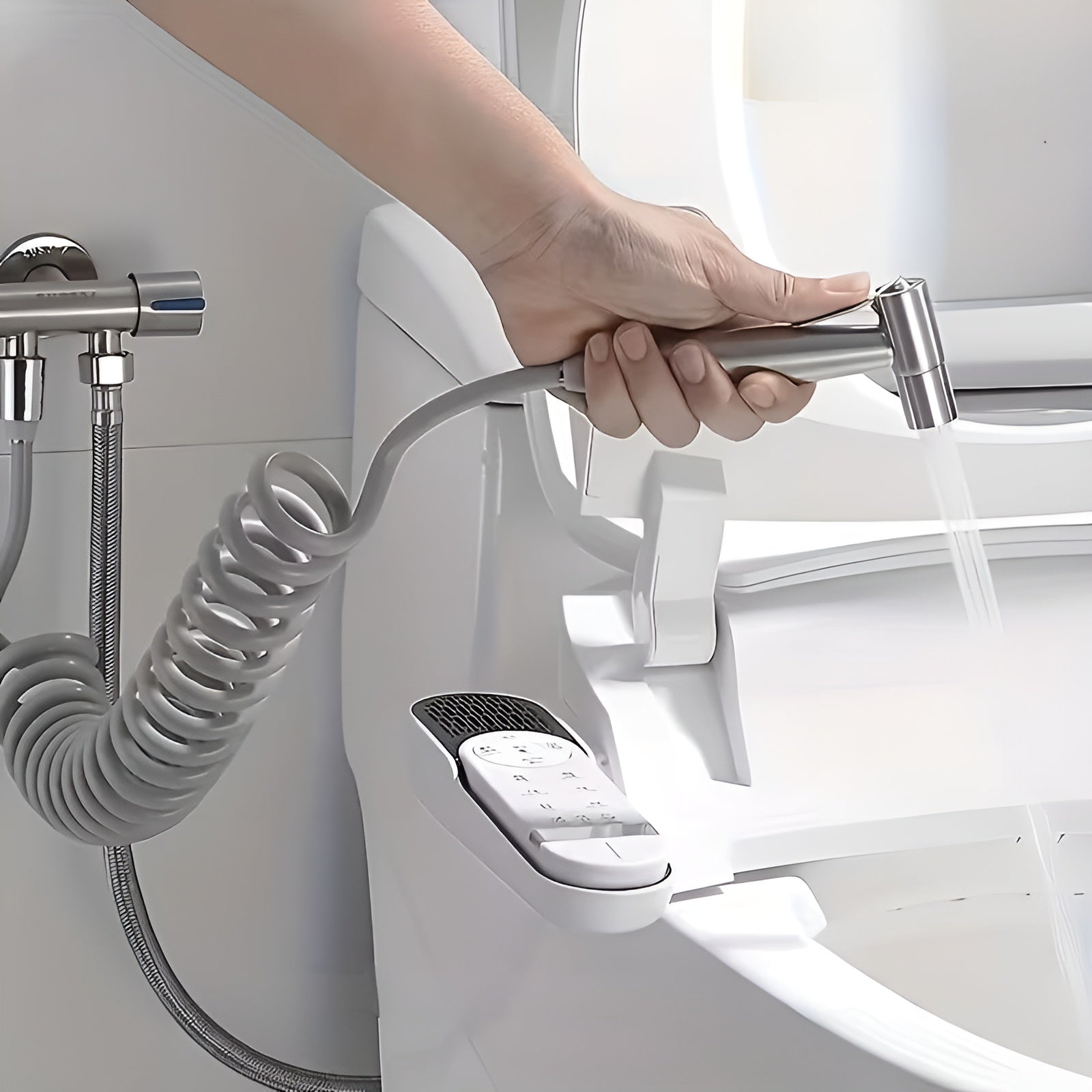 Reinigungssprüher für Bad und WC – Hochdruck Handbrause | Edelstahl mit Schlauch und Wandhalterung - Bidet-Duschen