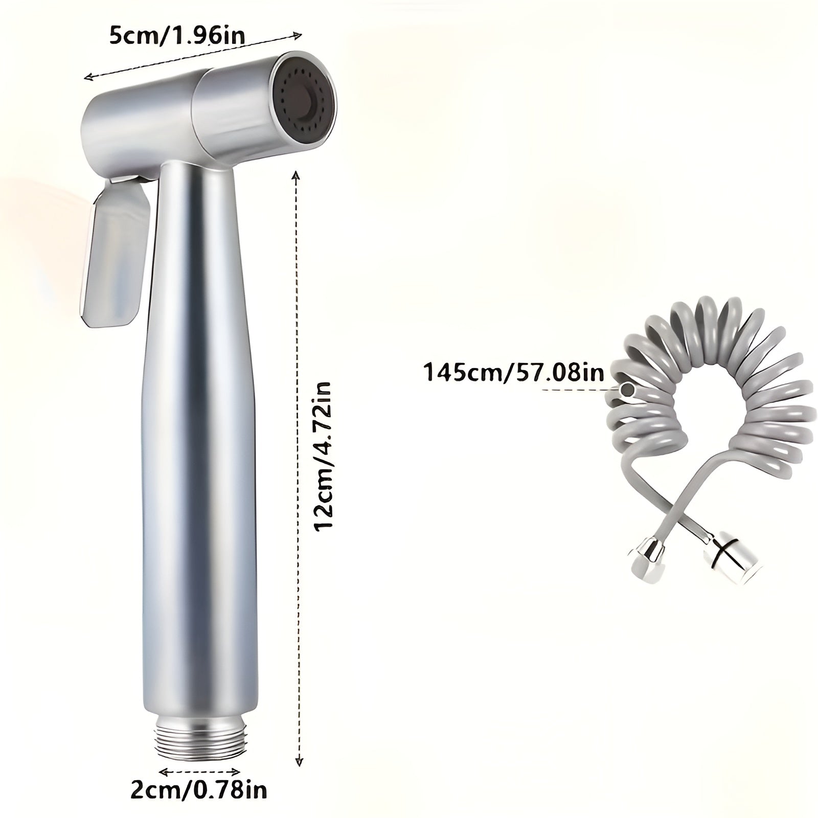 Reinigungssprüher für Bad und WC – Hochdruck Handbrause | Edelstahl mit Schlauch und Wandhalterung - Bidet-Duschen