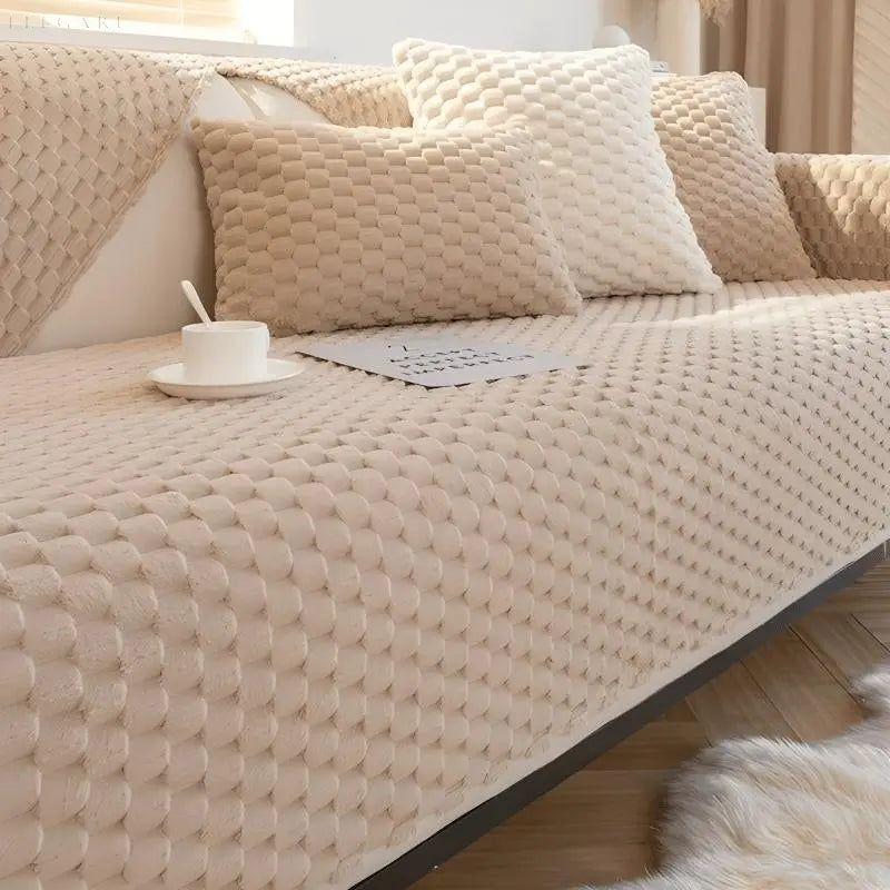 Romy - Plüschsofabezug - Hochwertige Sofa- und Kissenbezüge L Form - Sofabezug