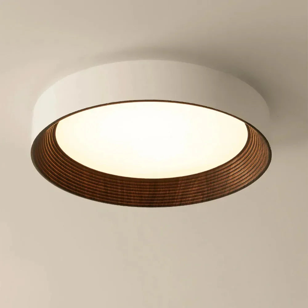 Runde LED-Deckenleuchte mit Holzrand – Warmes Licht im Nordic Design - Deckenleuchte