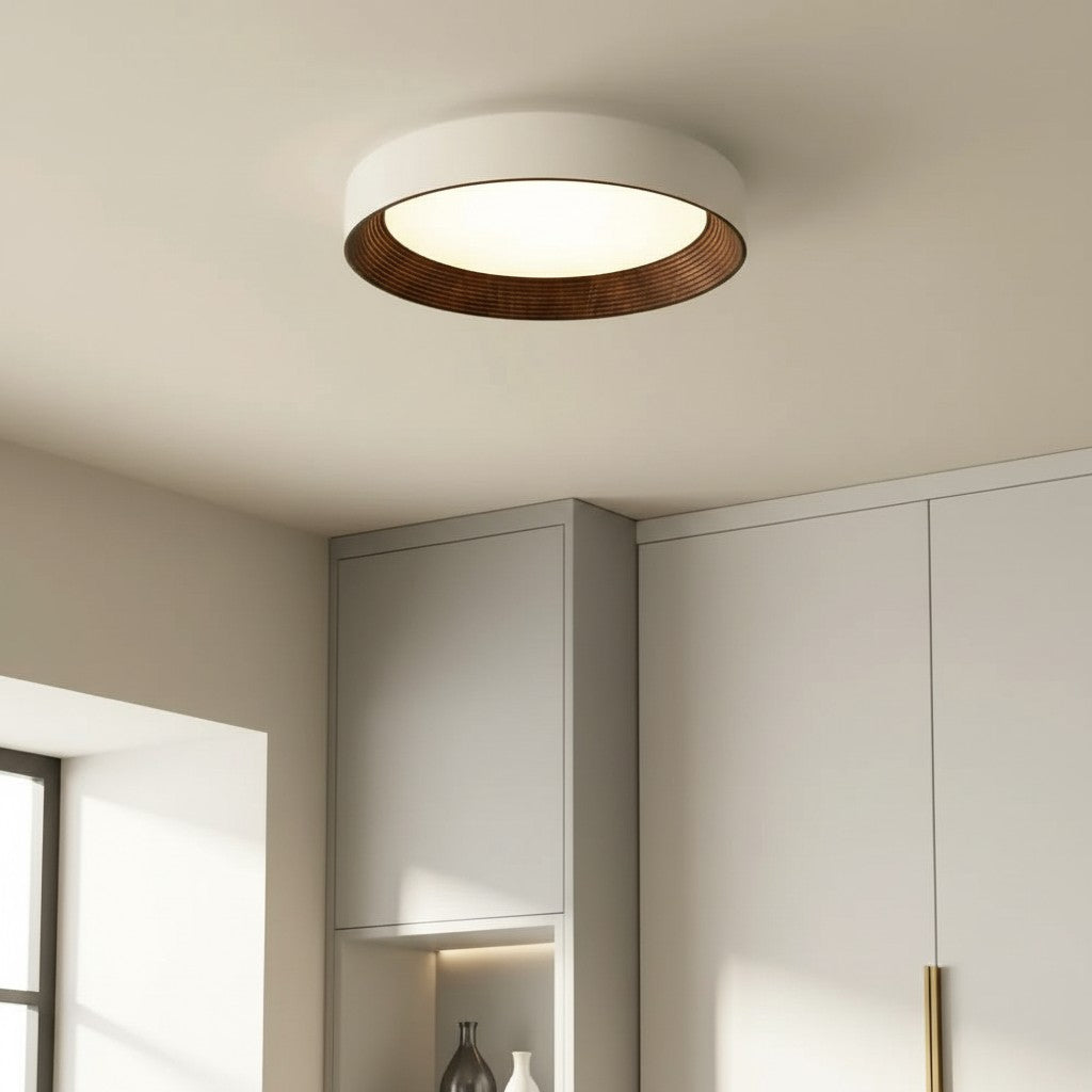 Runde LED-Deckenleuchte mit Holzrand – Warmes Licht im Nordic Design - Deckenleuchte