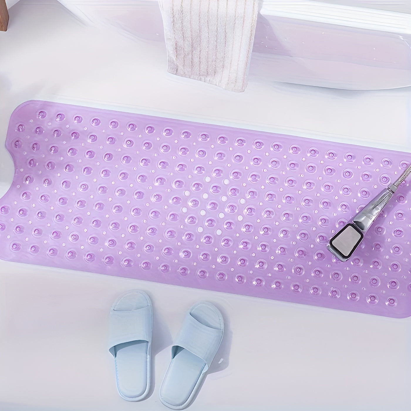 Rutschfeste Badematte XL – Sicherer Halt für Dusche und Badewanne - Lila - Badematte