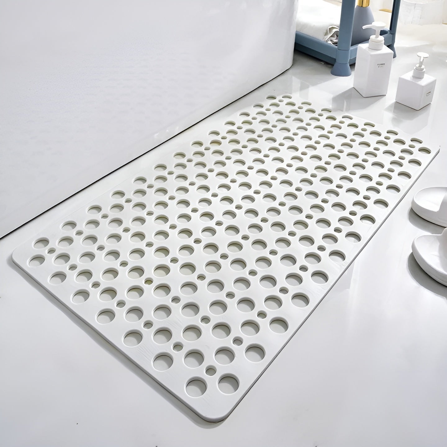Rutschfeste Duschmatte – Antibakteriell und Hygienisch | Sicherer Halt im Bad - Klein (70 x 38 cm) / Weiß - Badematte