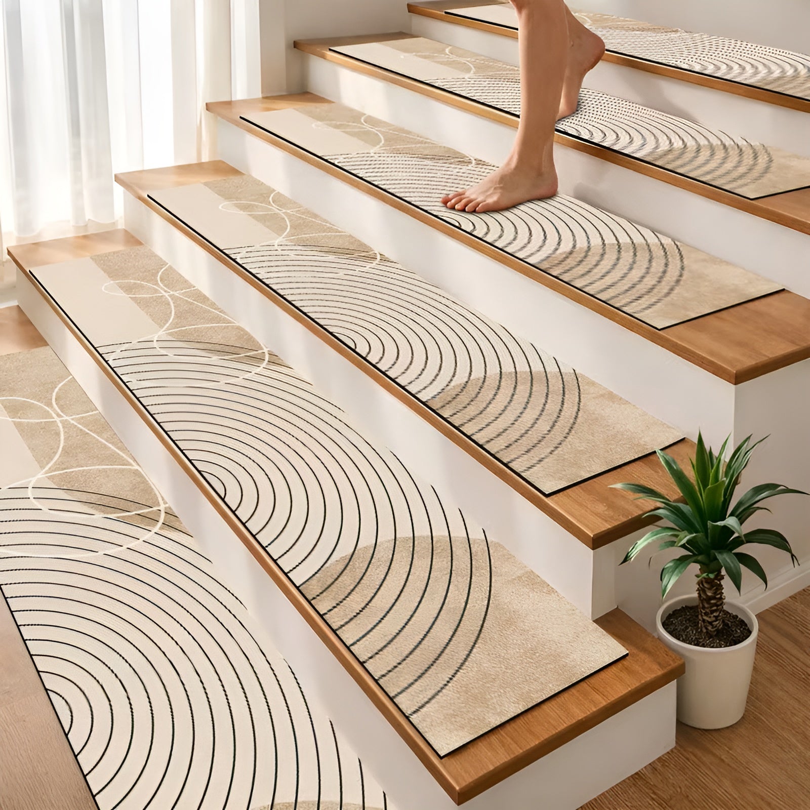 Rutschfeste Treppenstufenmatten – Modernes Design für sichere Schritte im Zuhause - Treppenläufer