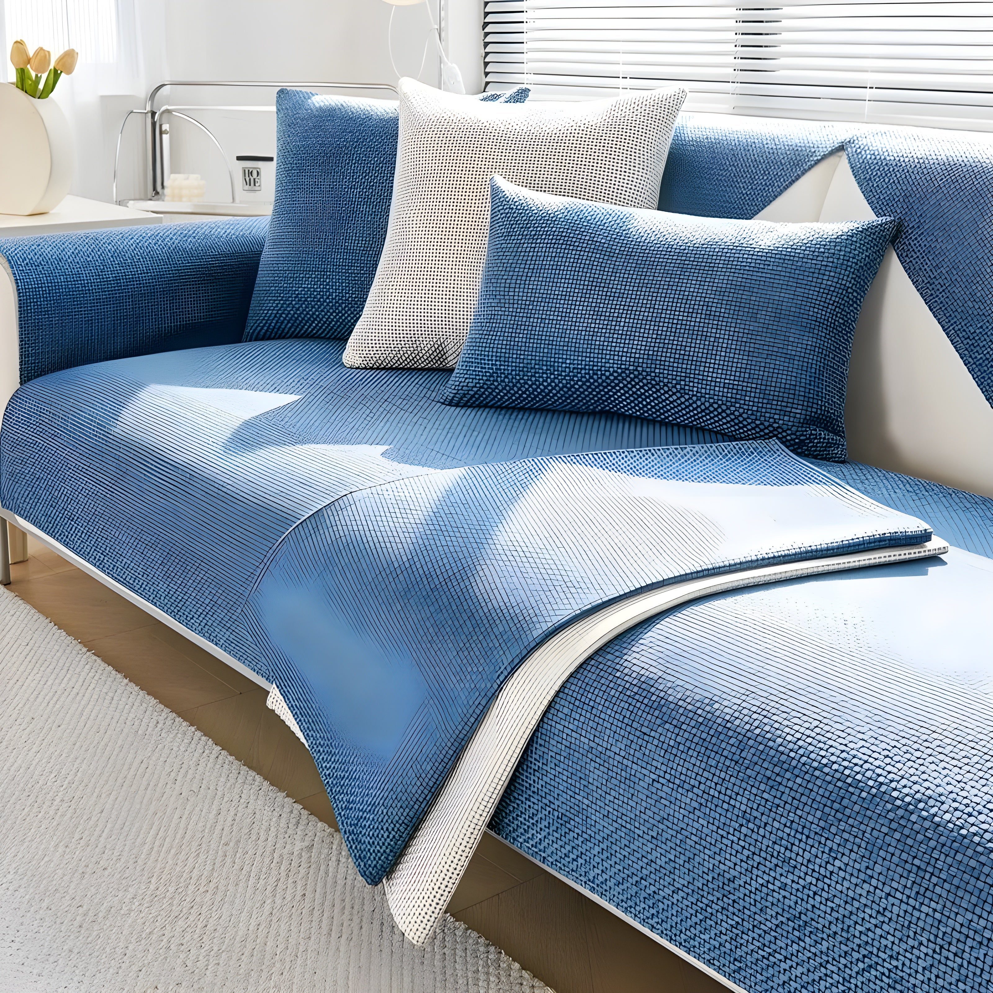 Rutschfester Sofabezug – Hochwertiger Kissenbezug für alle Jahreszeiten - Blau / 70x70 - Bettwäsche-Set