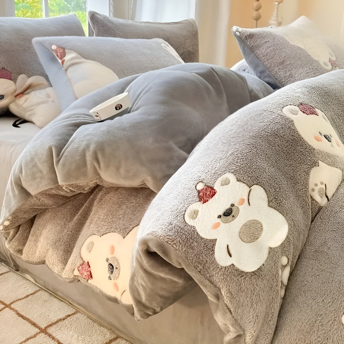 Samt-Bettwäsche mit Bärenmotiv – Weich und Kuschelig | Perfekt für Herbst und Winter - Bettwäsche-Set