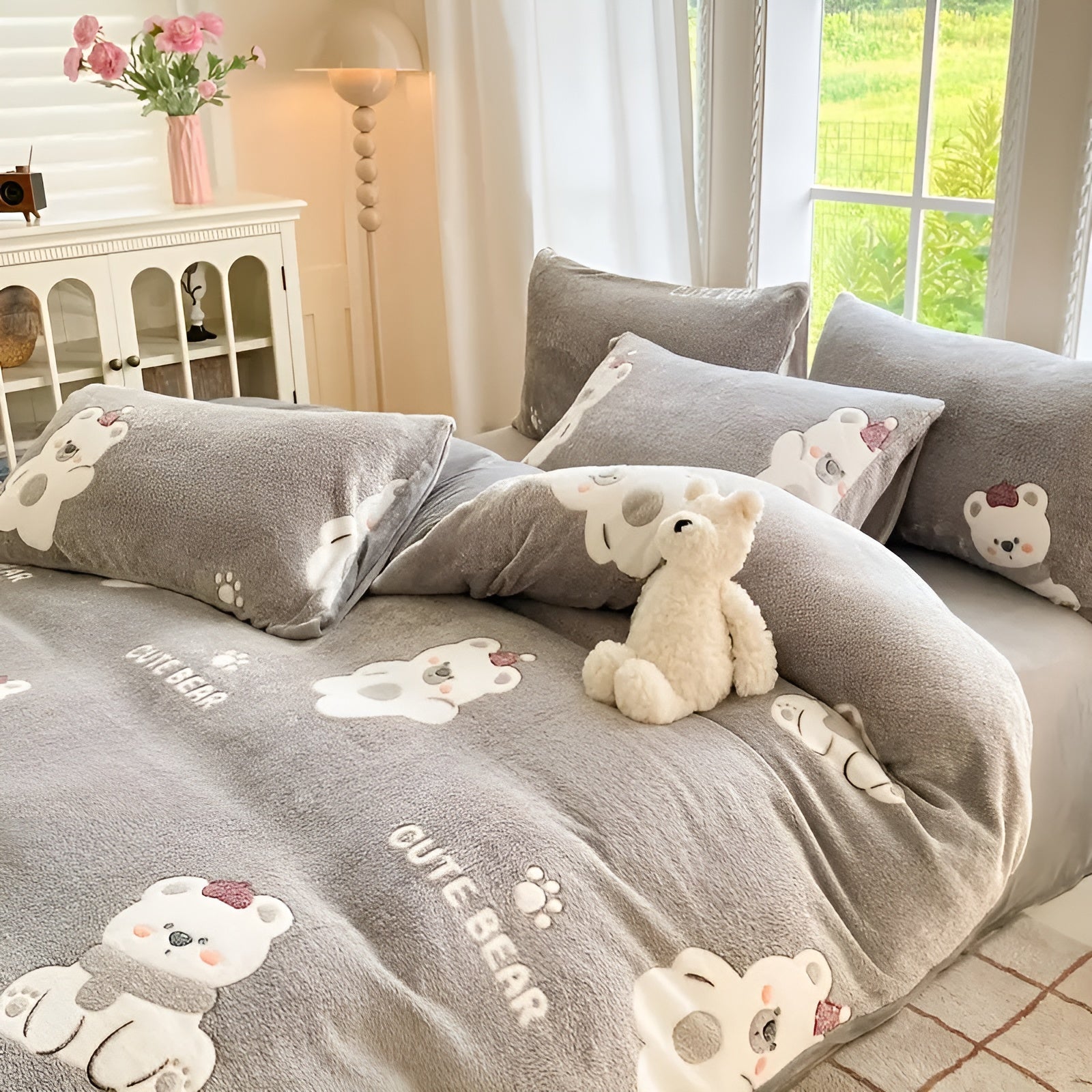 Samt-Bettwäsche mit Bärenmotiv – Weich und Kuschelig | Perfekt für Herbst und Winter - Bettwäsche-Set