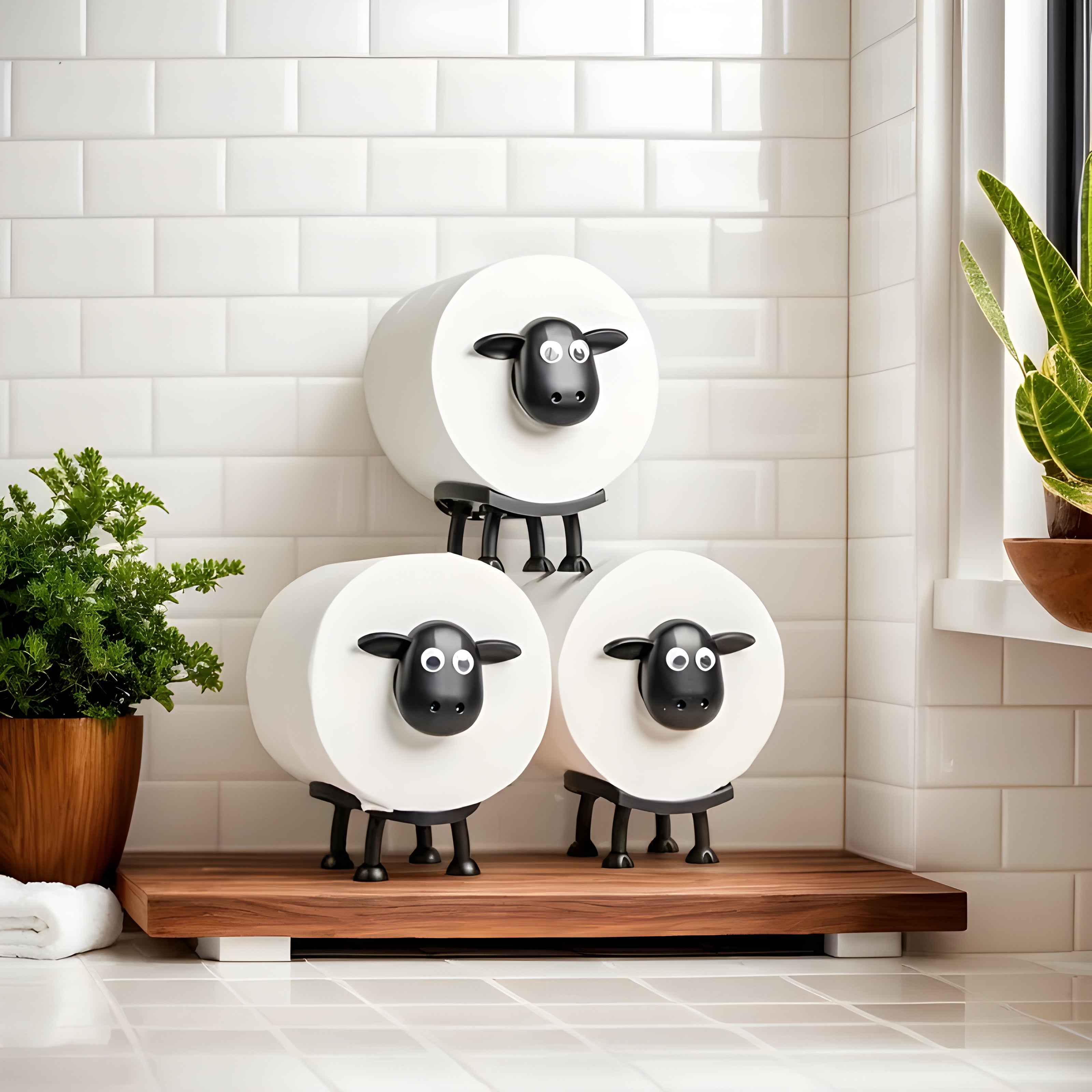 Schaf Toilettenpapierhalter – Originelle & Lustige Badezimmer Deko | Rutschfest Ideal für kleine Badezimmer