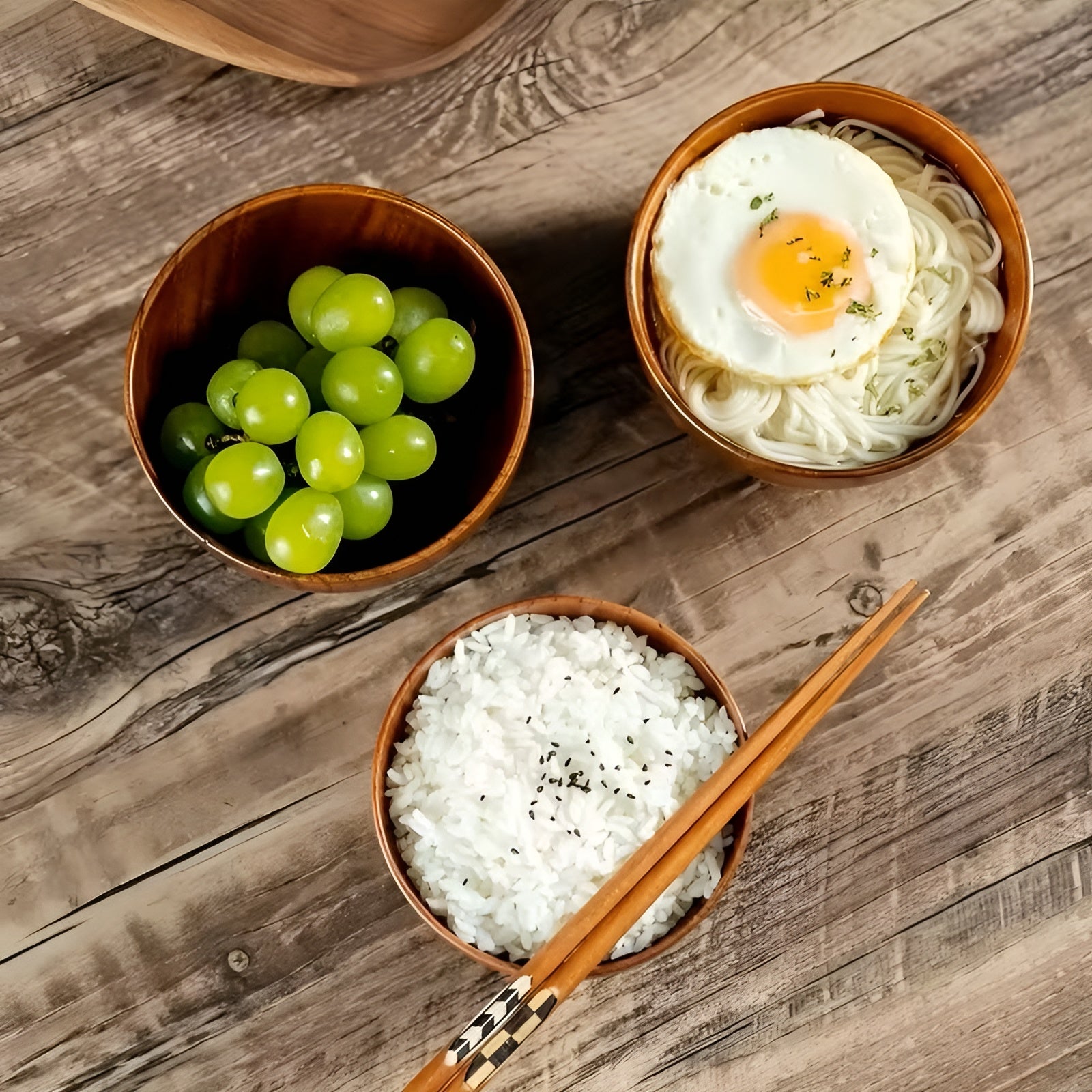 Schale aus Massivholz – Hochwertig und Hitzebeständig | Perfekt für Reis Suppe Salat und Camping - Schüsseln