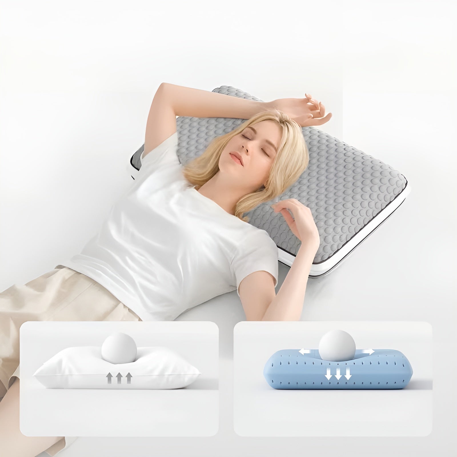 Schlafkissen aus Memory Foam – Ergonomisch und Weich | Perfekt für Rücken- und Seitenschläfer mit waschbarem Bezug