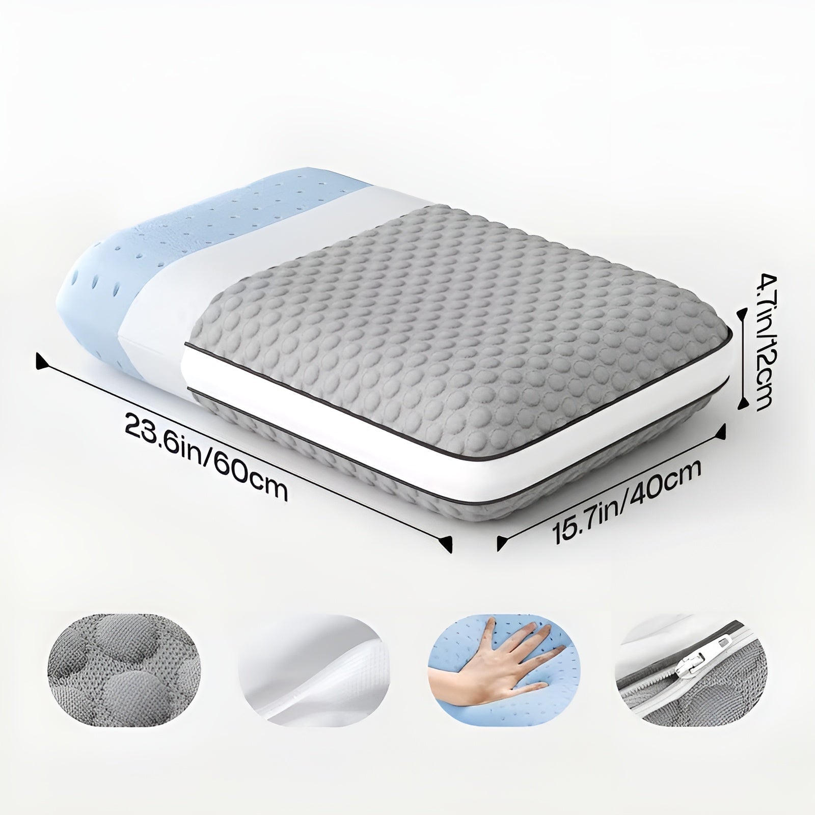 Schlafkissen aus Memory Foam – Ergonomisch und Weich | Perfekt für Rücken- und Seitenschläfer mit waschbarem Bezug