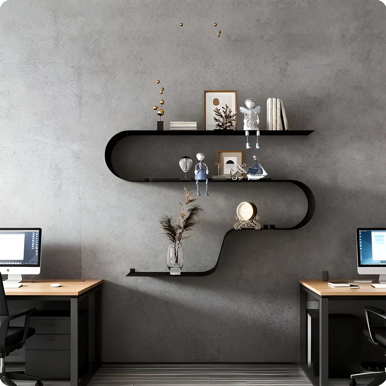 Schwebende Wandregale aus Eisen (3er-Set) – Modern & Extra Stabil | Große Wandmontage-Regale für Wohnzimmer und Küche