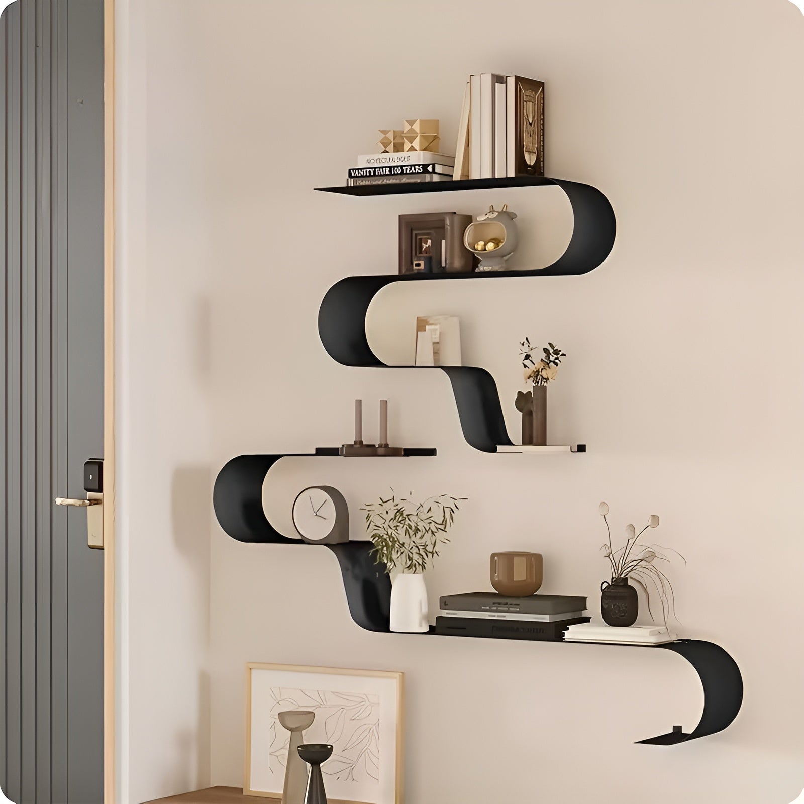Schwebende Wandregale aus Eisen (3er-Set) – Modern & Extra Stabil | Große Wandmontage-Regale für Wohnzimmer und Küche