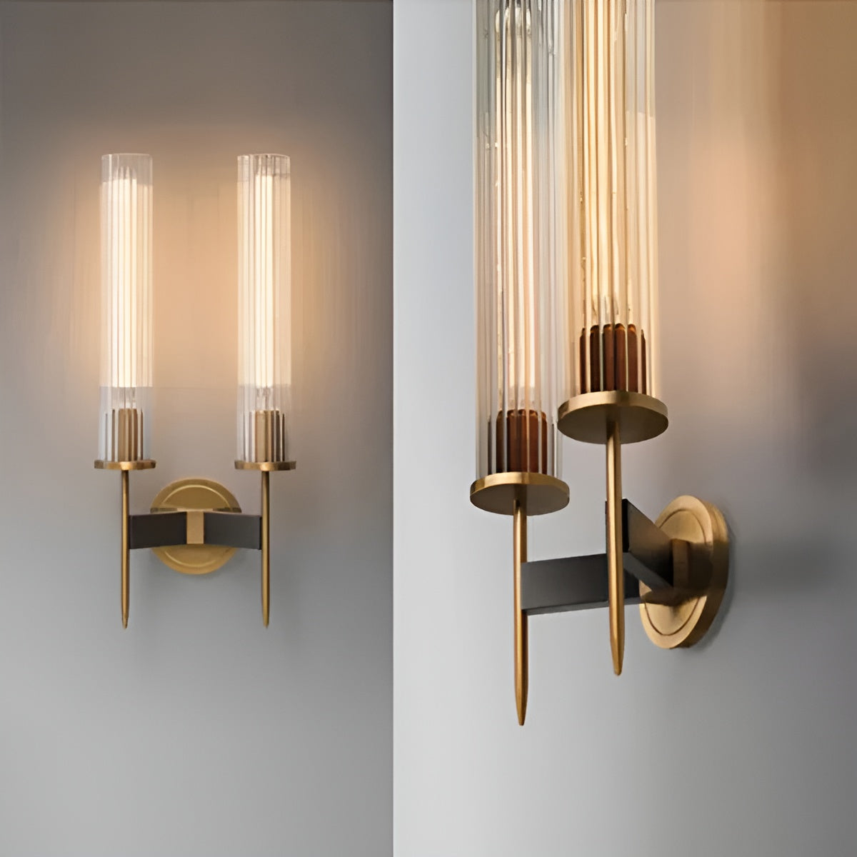 Moderne Wandleuchte – Kupferfinish & Geriffeltes Glas für stilvolle Akzente
