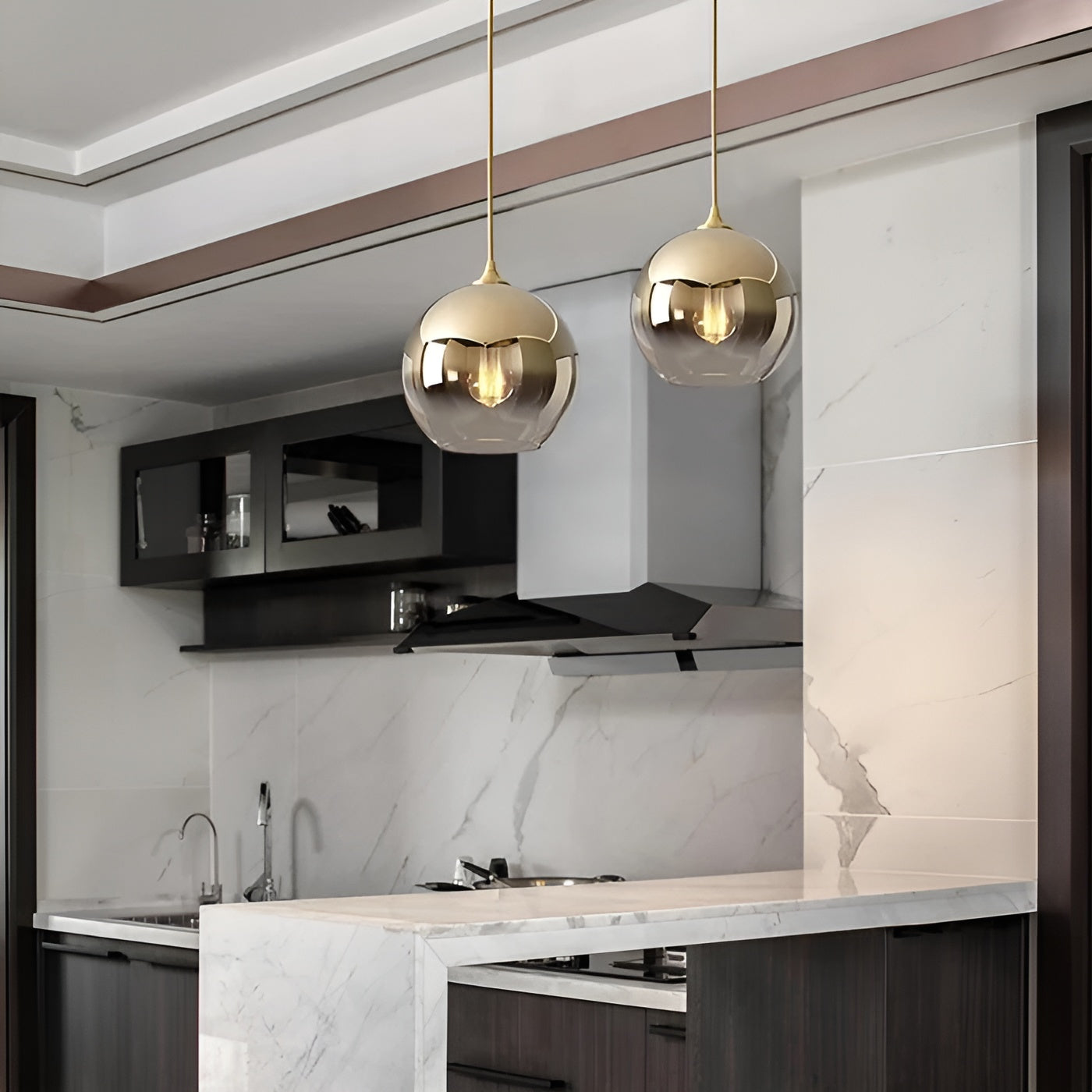 Industrielle Glas-Pendelleuchte mit LED – Modern & dekorativ | Ideal für Küchen, Esszimmer & Bars