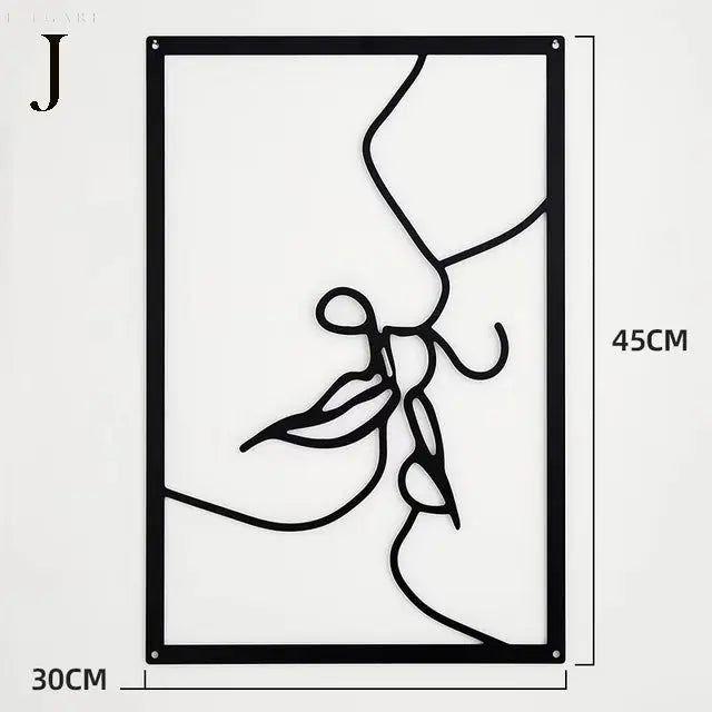Silhouette - Nordische Wandkunst aus Metall - J - Wanddekoration