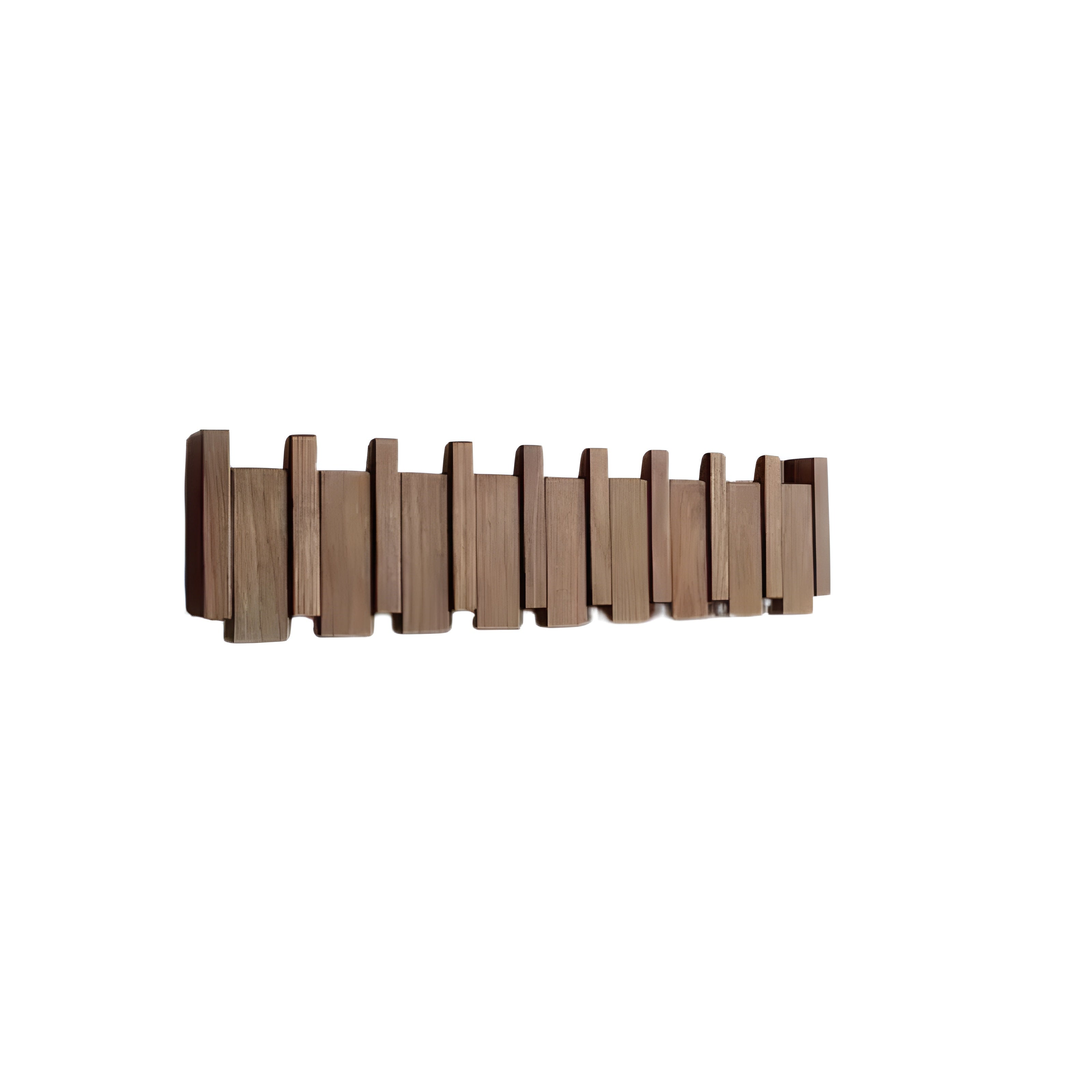 Skanto Elegant Kleiderbügel aus Holz im Klavierdesign – Stilvolles Kleiderständer-Set - Walnuss / 4 Haken - Wandhaken