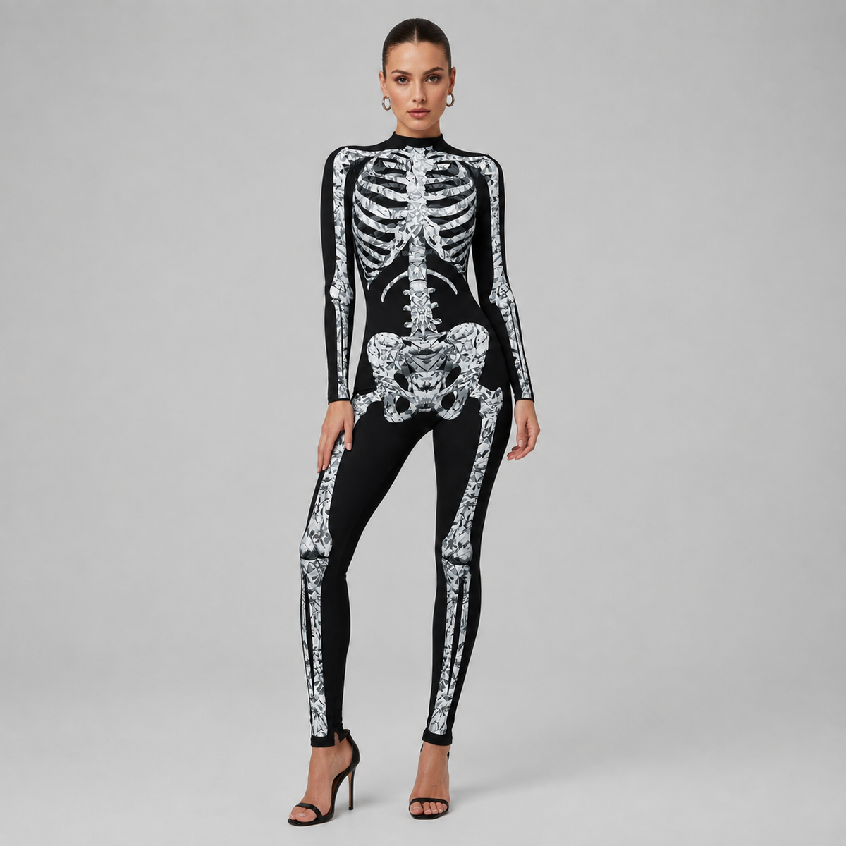 Skelett-Overall für Erwachsene – Eng anliegend Halloween-Kostüm - Halloween-Kostüme