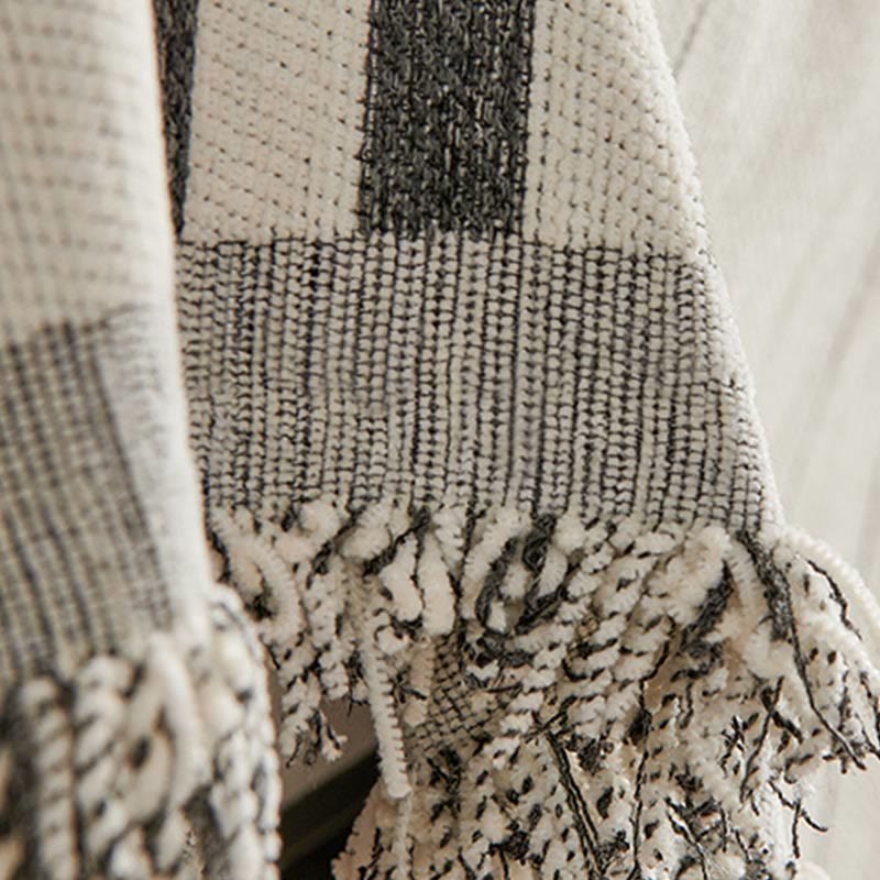 Sofabezug aus Chenille mit Streifenmuster und Quasten - Sofabezug