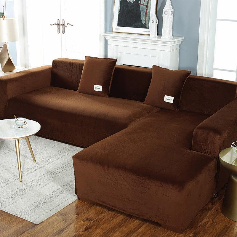 Sofabezug Stretch in Velourlook – einfarbig und elastisch - Kaffeebraun / 1-Sitzer 35’’ - 55’’ (90 cm - 140 cm)