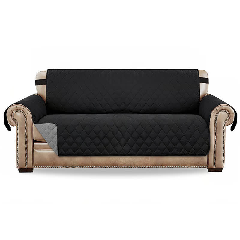 Sofabezug wasserdicht mit Elastikrand – passend für die meisten Sofas - Schwarz / 1-Sitzer: bis 53 cm Breite - Sofabezug