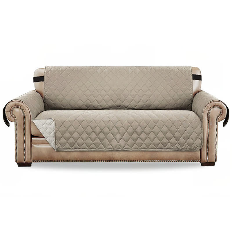 Sofabezug wasserdicht mit Elastikrand – passend für die meisten Sofas - Khaki / 1-Sitzer: bis 53 cm Breite - Sofabezug