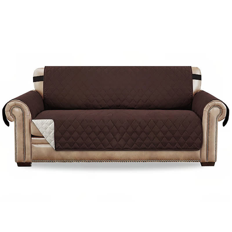 Sofabezug wasserdicht mit Elastikrand – passend für die meisten Sofas - Dunkelbraun / 1-Sitzer: bis 53 cm Breite