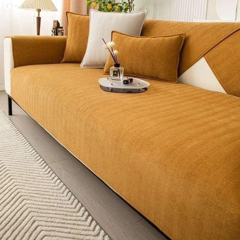 Sofaschoner für L-Form –Rutschfeste Weicher Couchschutz für Gemütlichkeit und Stil - A 70x70cm / Orange - Sofabezug