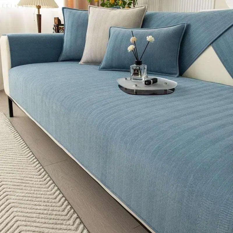Sofaschoner für L-Form –Rutschfeste Weicher Couchschutz für Gemütlichkeit und Stil - A 70x70cm / Blau - Sofabezug
