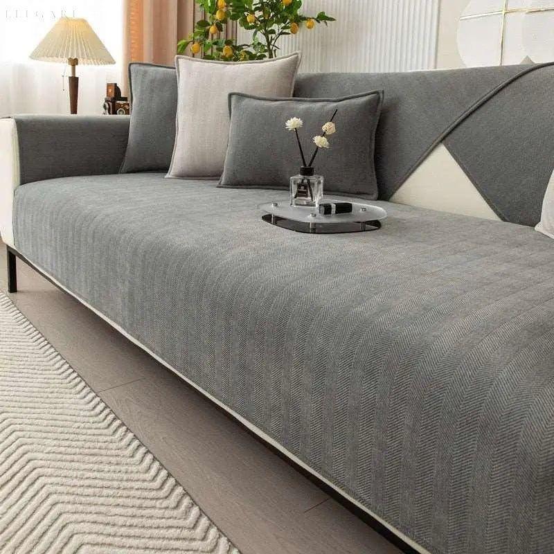 Sofaschoner für L-Form –Rutschfeste Weicher Couchschutz für Gemütlichkeit und Stil - A 70x70cm / Grau - Sofabezug