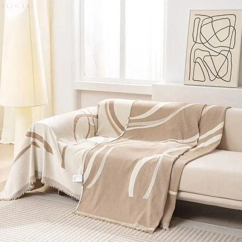 Sofaüberwurf aus Chenille & Baumwolle – Wendbar Weich & Luxuriös - Decke