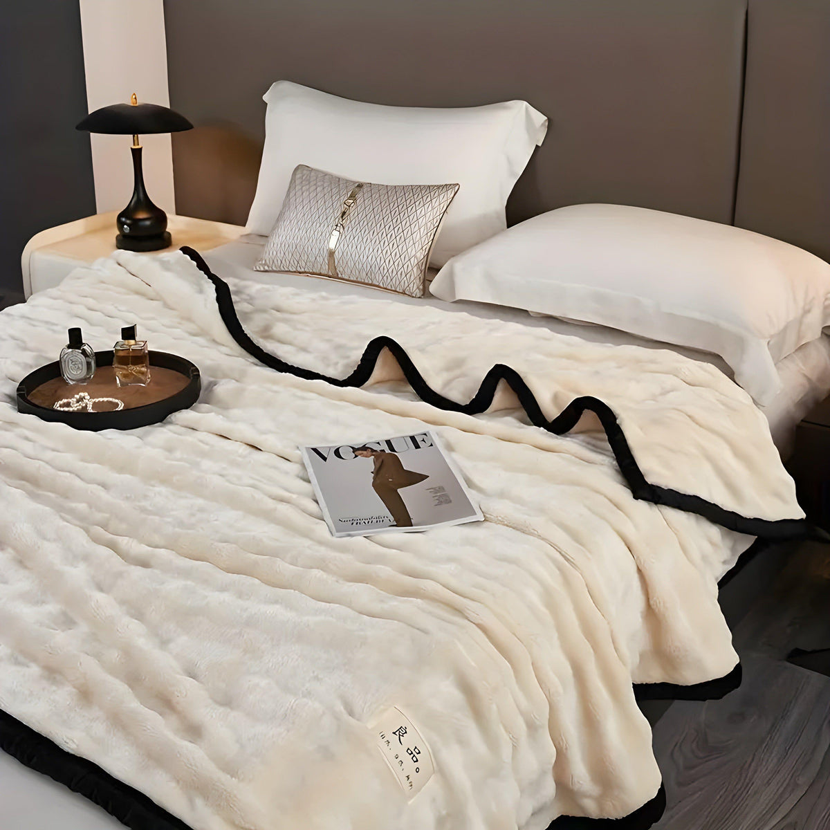 SoftSerenity Bettwäscheset - Luxuriöse aux Kaninchenfell-Plüsch-Decke - Bettwäsche-Set