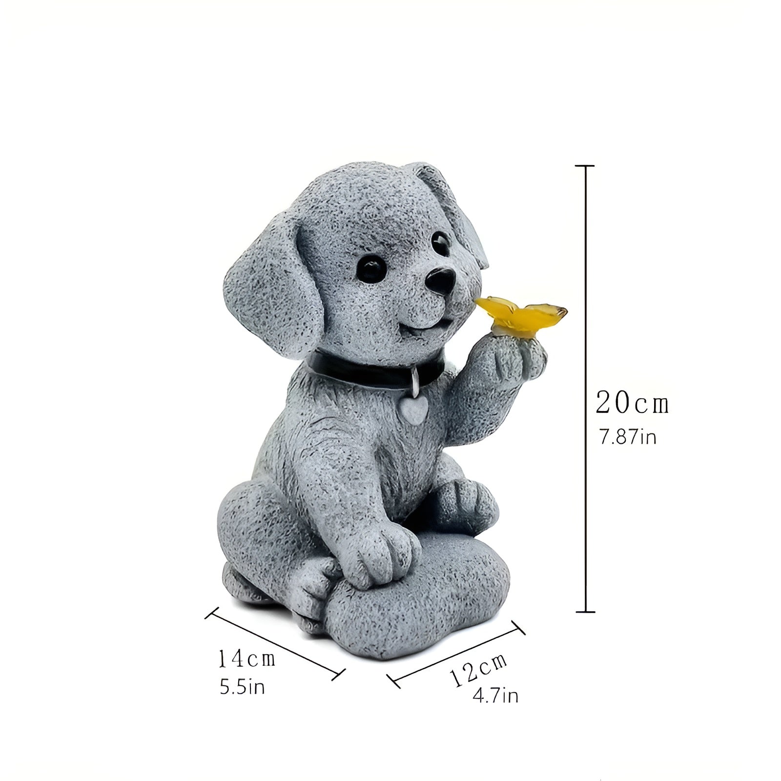 Solar-Gartenfigur Hund mit Schmetterling – Dekorative Gartenbeleuchtung | Wetterfest für Garten Terrasse und Balkon