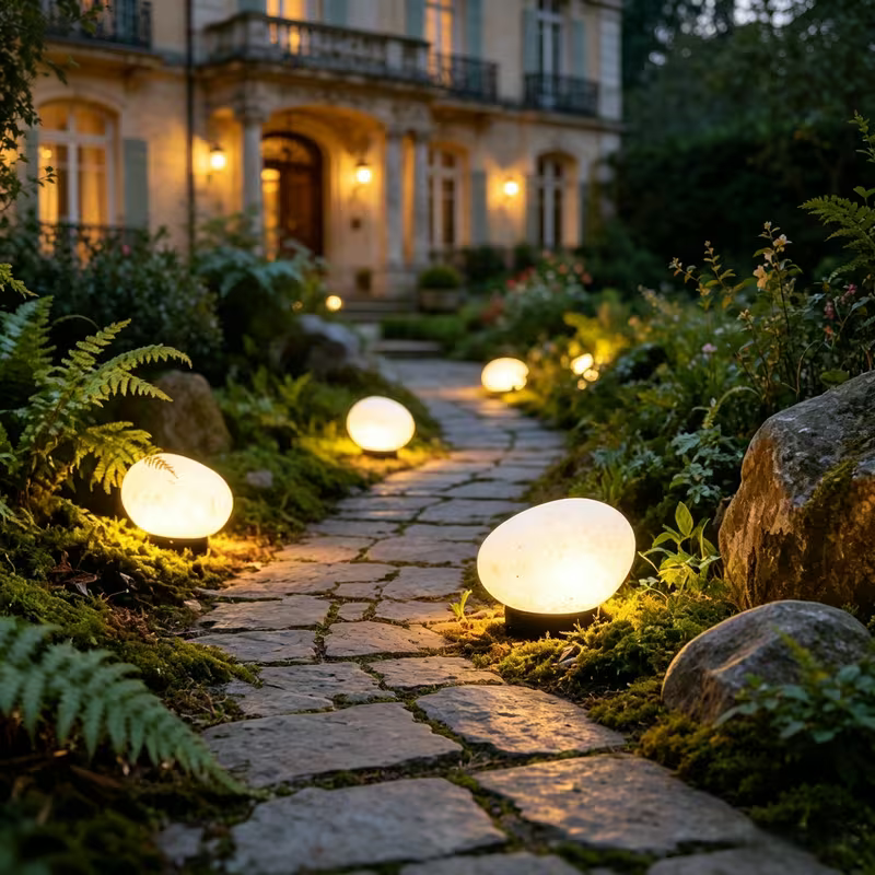 Solar LED Gartensteine – Automatische Außenbeleuchtung in Natürlicher Steinoptik - Lampe