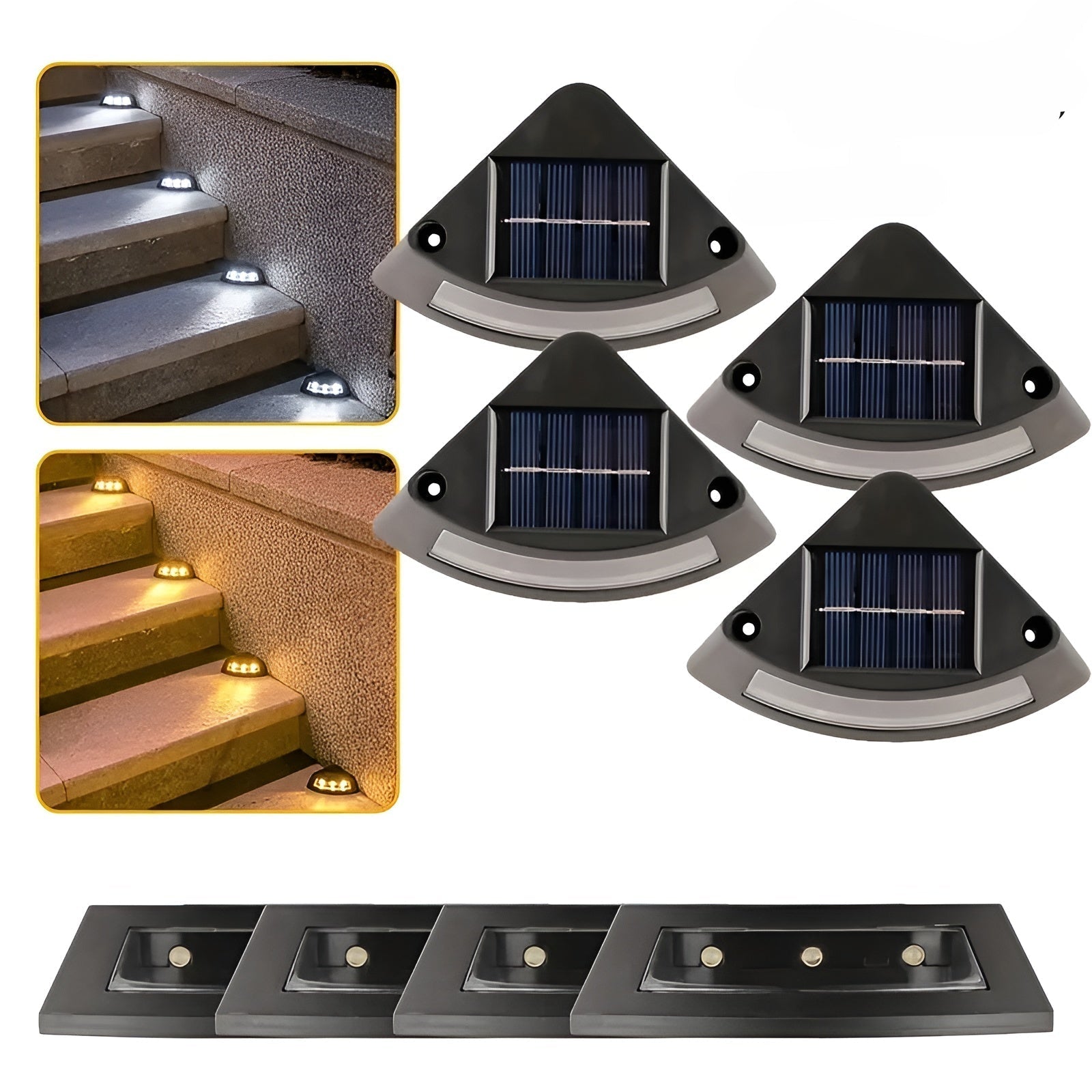 Solar-Treppenleuchten im 4er-Set – Wetterfest | Perfekt für Garten Wege & Außenbereiche - Solarleuchte