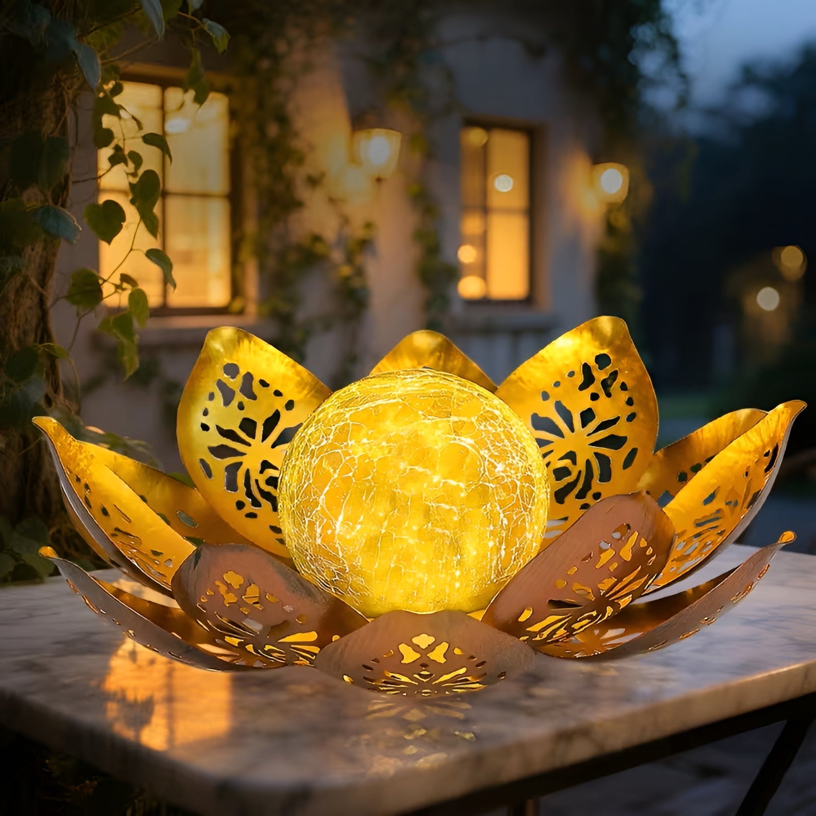 Solarbetriebene Lotusblüten-Leuchte – Dekorative Außenbeleuchtung für Garten Terrasse und Balkon - Lampe