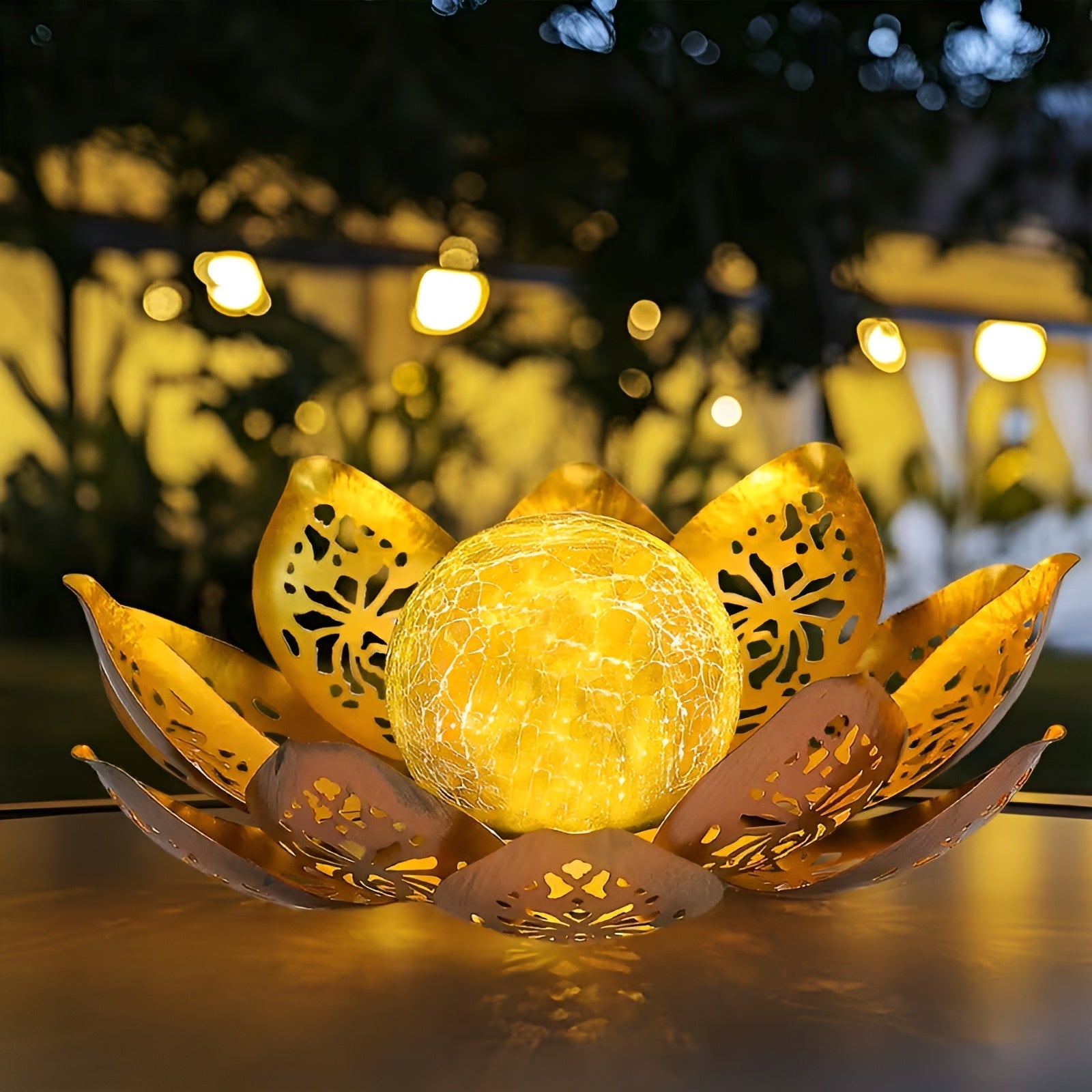 Solarbetriebene Lotusblüten-Leuchte – Dekorative Außenbeleuchtung für Garten Terrasse und Balkon - Lampe