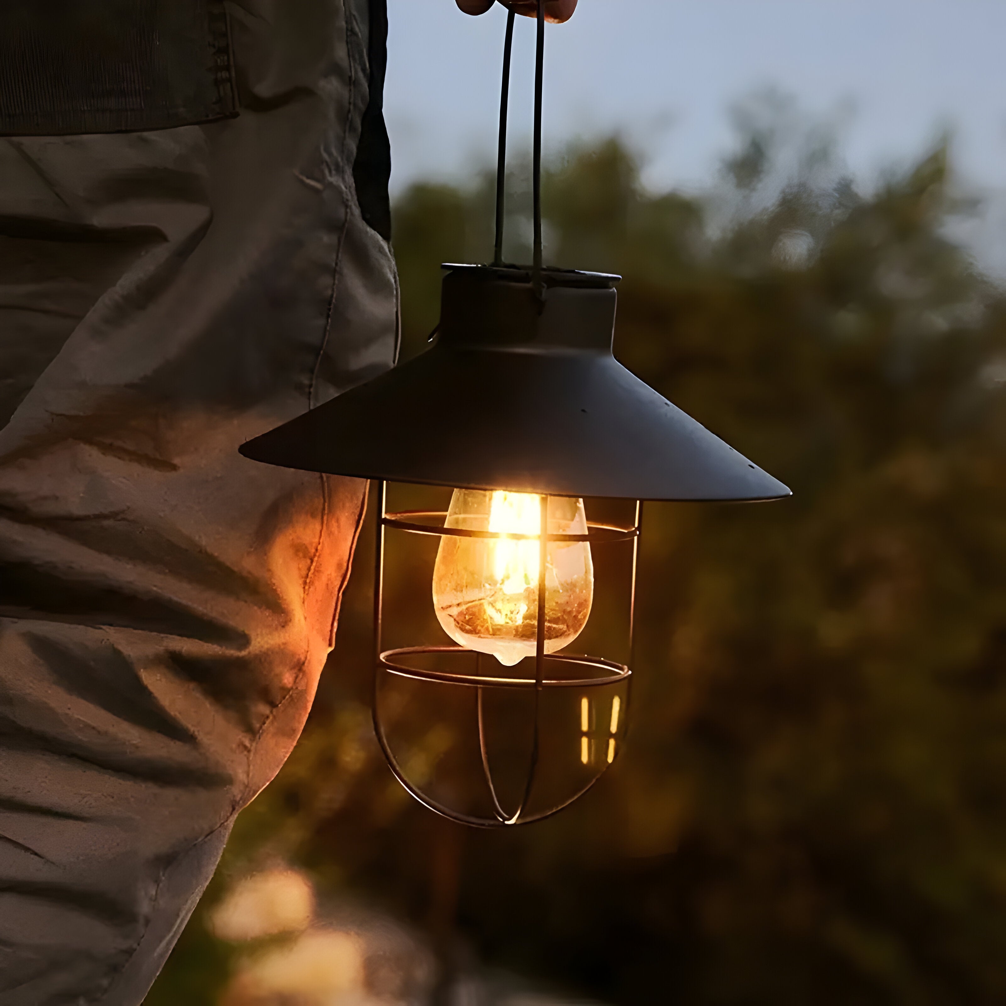 SolarGlow Duo - 2pz Lanterna Vintage Solare da Esterno Nera in Metallo - Luce da Giardino