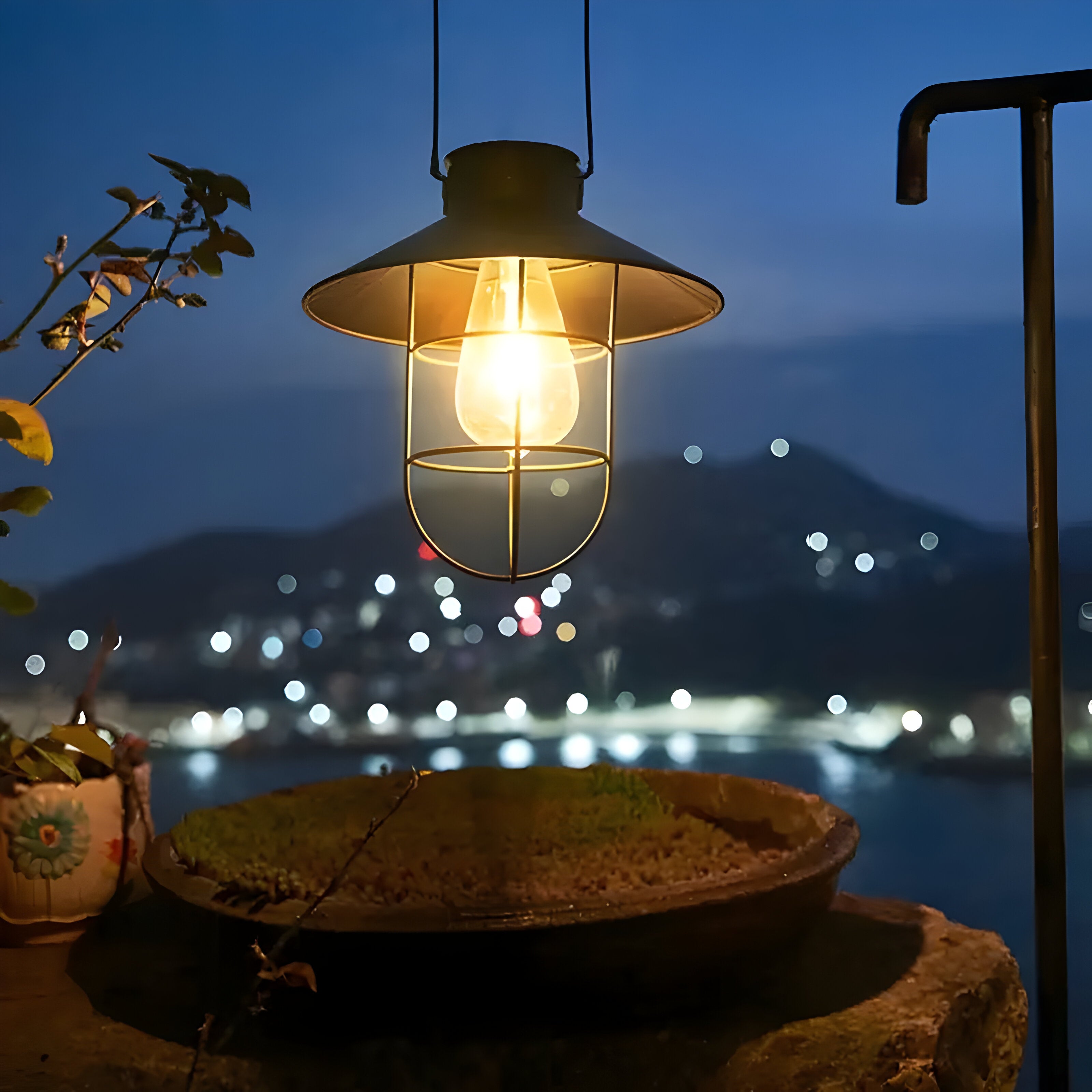 SolarGlow Duo - 2pz Lanterna Vintage Solare da Esterno Nera in Metallo - Luce da Giardino