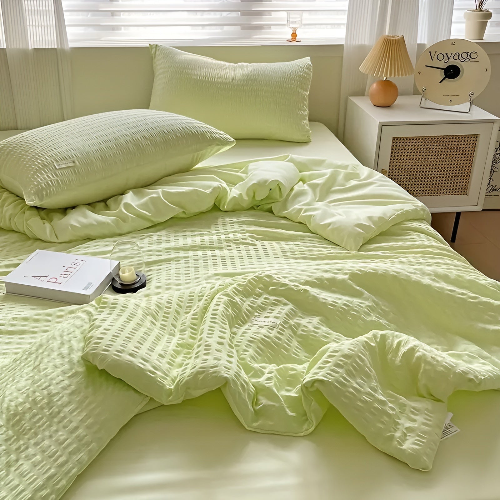 Sommerdecke aus Mesh – Leicht und Atmungsaktiv | Weich & Ideal fürs Schlafzimmer - 150cm*200cm / Hellgrün - Sommerdecke