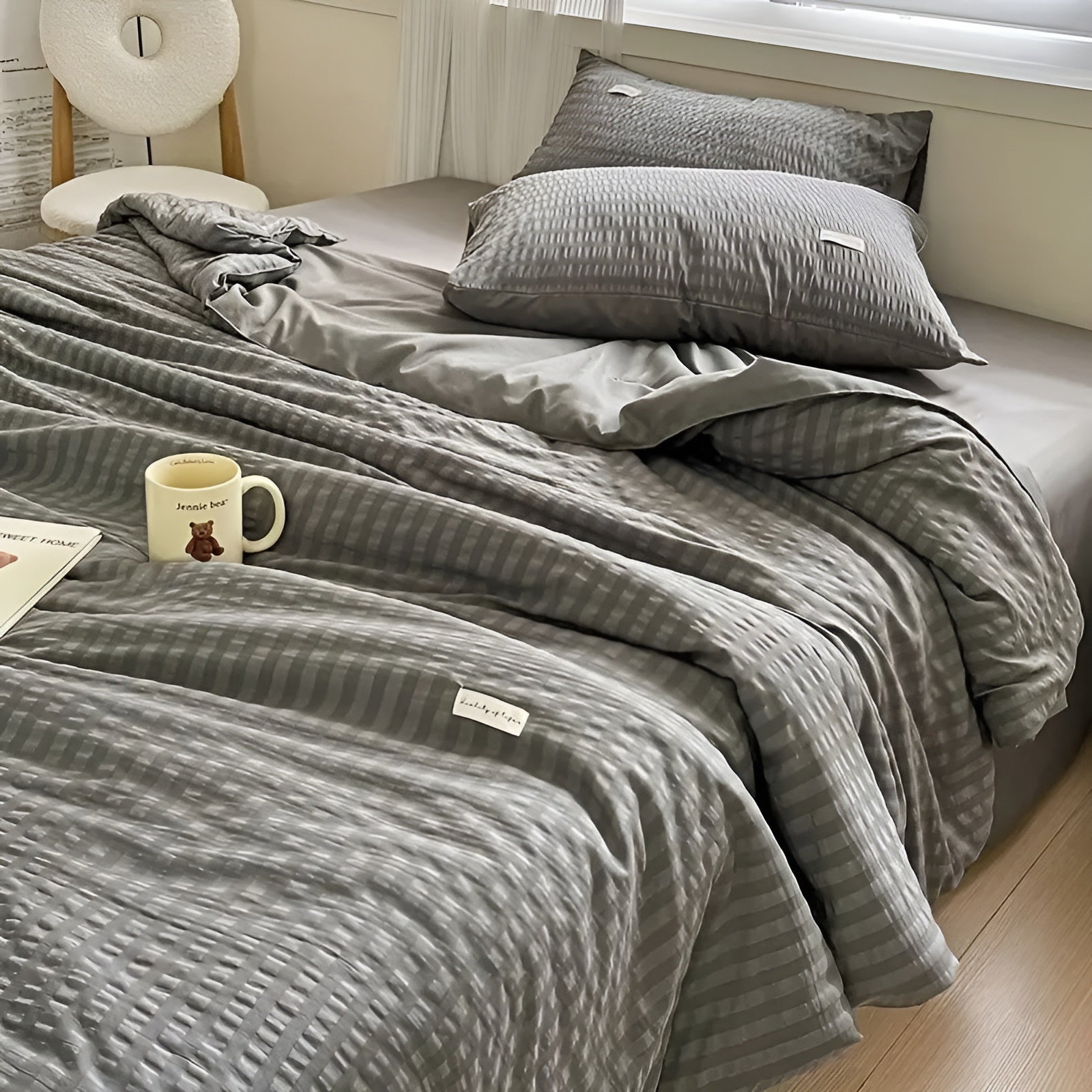 Sommerdecke aus Mesh – Leicht und Atmungsaktiv | Weich & Ideal fürs Schlafzimmer - 150cm*200cm / Spacegrau - Sommerdecke