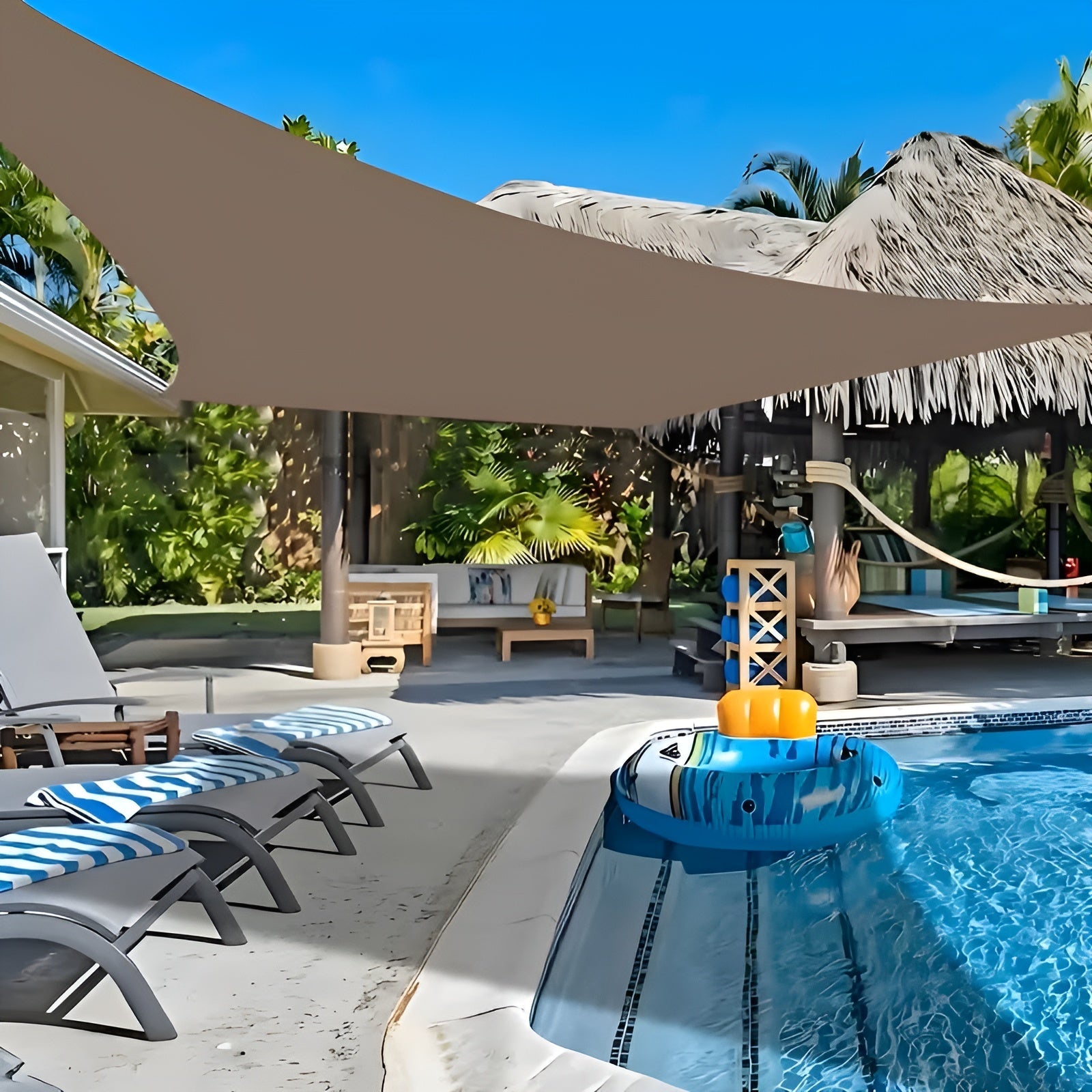 Sonnensegel mit UV-Schutz – Mit 4 Befestigungspunkten für Terrassen Pools und Gärten inklusive Spannseile - Sonnenschirm