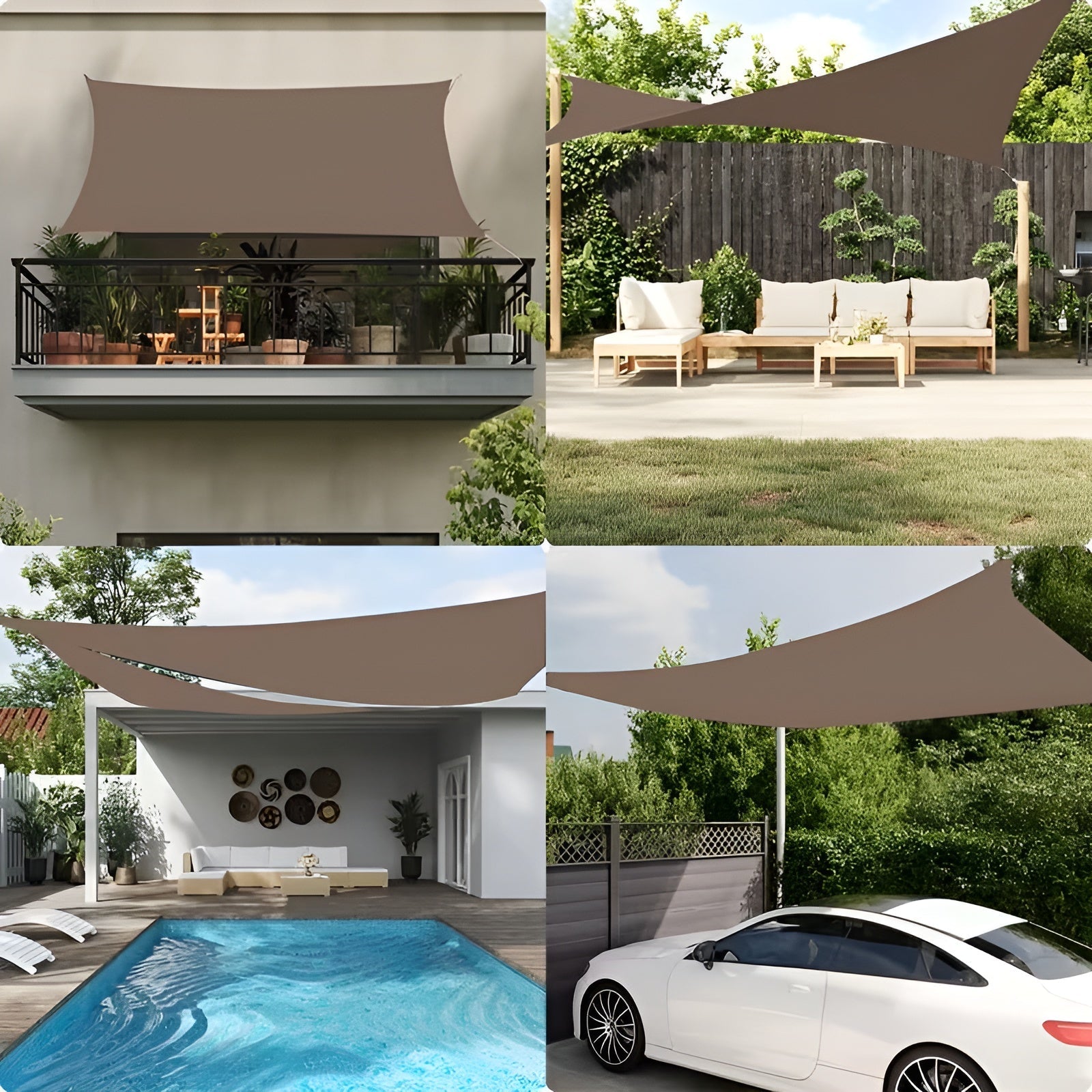 Sonnensegel mit UV-Schutz – Mit 4 Befestigungspunkten für Terrassen Pools und Gärten inklusive Spannseile - Sonnenschirm