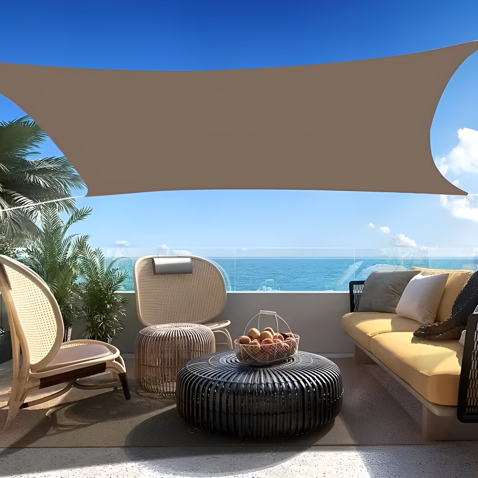 Sonnensegel mit UV-Schutz – Mit 4 Befestigungspunkten für Terrassen Pools und Gärten inklusive Spannseile - Sonnenschirm